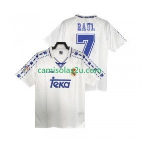 Camisolas de futebol Real Madrid RAUL 7 Retro Equipamento Principal 1996 1997 Manga Curta